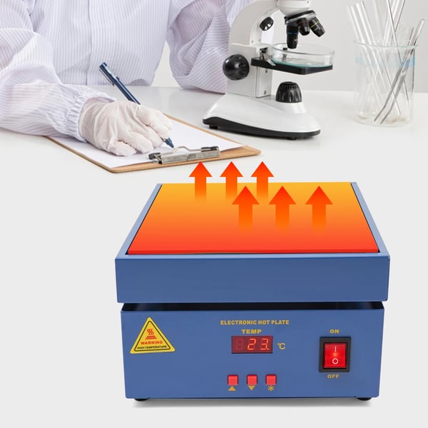 Forvarmeplade til lodning - Model 946 - 800 W, 20×20 cm, LCD, 50–400 °C, ±2 °C, AC 220–250 V - Hvid
