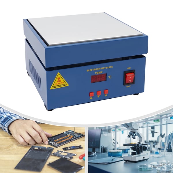 Forvarmeplade til lodning - Model 946 - 800 W, 20×20 cm, LCD, 50–400 °C, ±2 °C, AC 220–250 V - Hvid