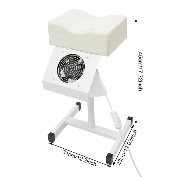 Pedikyyri jakkara - Manikyyrityötuoli kynsipölynimurilla - Korkeussäädettävä - Jalkatuki - 22 W 220 V 95 m³/h - 2600 rpm - EU‑pistoke - Valkoinen