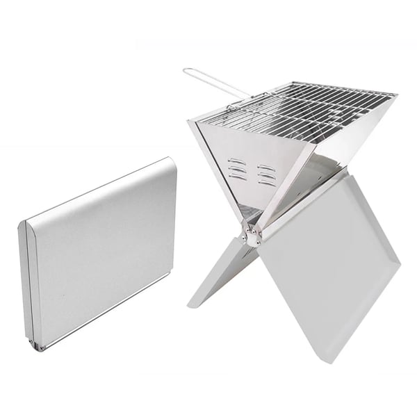 BBQ grill - Kulgrill - Rustfrit stål - Sammenklappelig & bærbar - Udendørs brug - Til 3–5 personer - Foldemål 36,5×25,5×4,5 cm