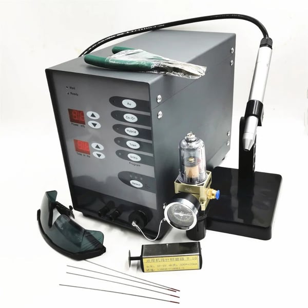 Punktsvejsemaskine til smykker - Puls argonbue - EU-stik - 220V AC - 5–600 A - 3–30 ms Puls - Argon 5 L/min - IP21 - Rust rød