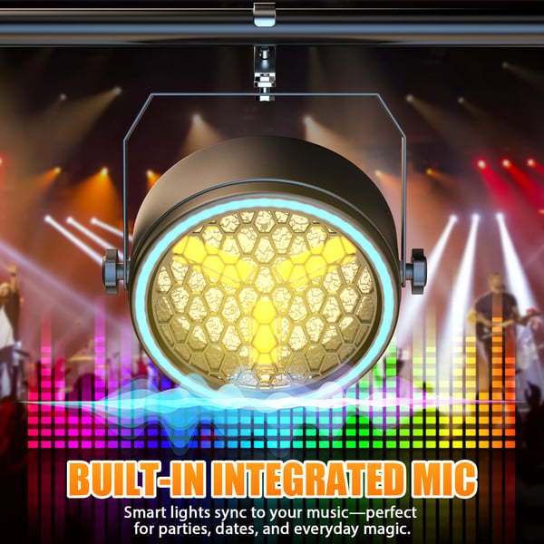 4 kpl COB PAR -valaisin - 3×30 W - 51×0,2 W RGB LED-nauha - DMX512/RDM - 8/10 kanavaa - Auto/Ääniohjaus/Master-Slave - Lämmin valo