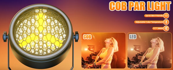 4 kpl COB PAR -valaisin - 3×30 W - 51×0,2 W RGB LED-nauha - DMX512/RDM - 8/10 kanavaa - Auto/Ääniohjaus/Master-Slave - Lämmin valo