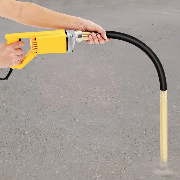 Elektrisk betonvibrator - Håndholdt - 850 W - 1 m vibrationsaksel - Fjerner luftbobler - Gul