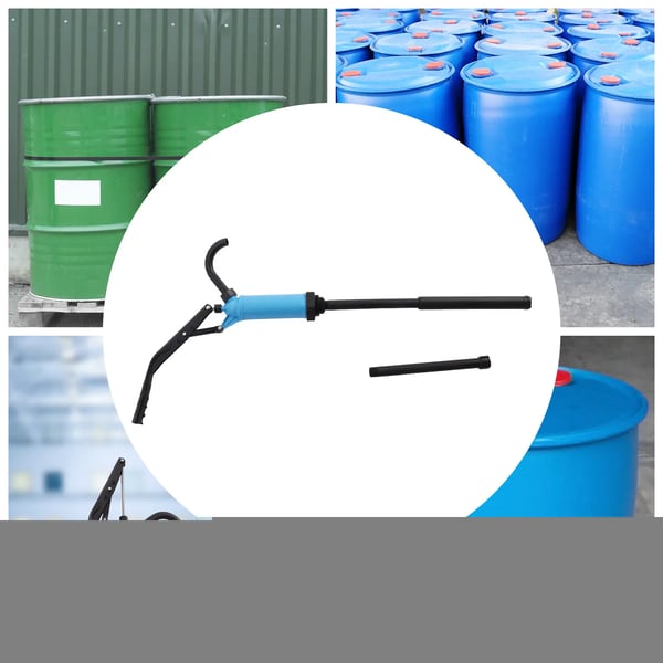 Tromlepumpe - Manuel håndspakpumpe - 16–18 L/min - Løft 2 m - Til 5–55 gal (19–208 L) - Udløb Ø22 mm - Indløb Ø37 mm - Blå/Sort