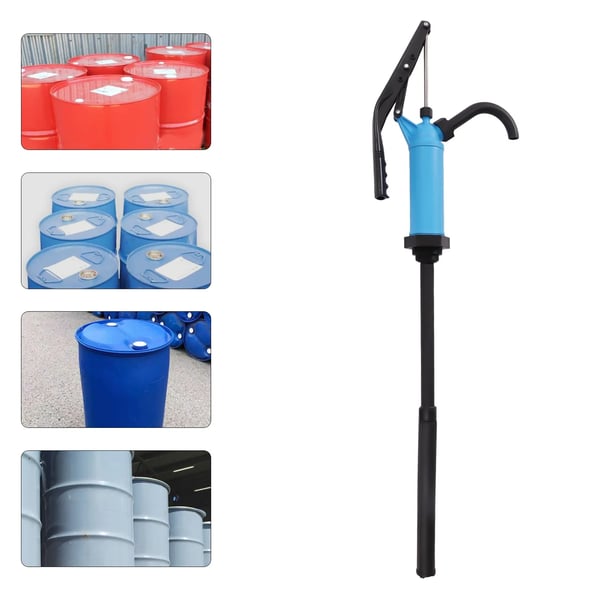 Tromlepumpe - Manuel håndspakpumpe - 16–18 L/min - Løft 2 m - Til 5–55 gal (19–208 L) - Udløb Ø22 mm - Indløb Ø37 mm - Blå/Sort