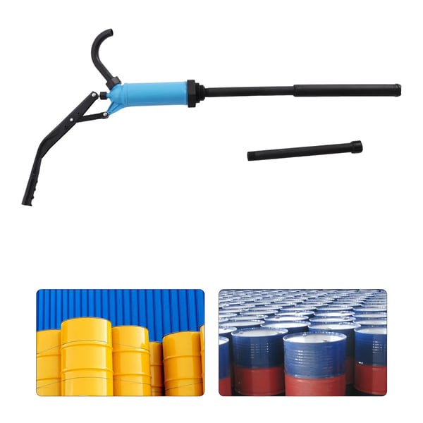 Tromlepumpe - Manuel håndspakpumpe - 16–18 L/min - Løft 2 m - Til 5–55 gal (19–208 L) - Udløb Ø22 mm - Indløb Ø37 mm - Blå/Sort