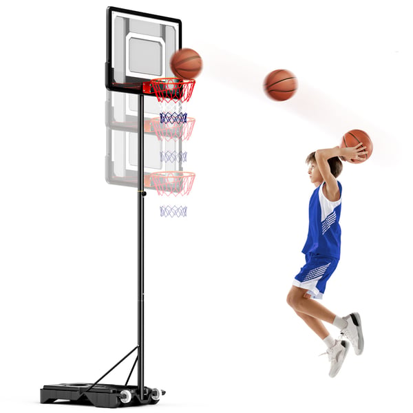 Basketställning - Portabel basketkorg - Höjdjusterbar 152–213 cm - För barn - Lätt att flytta - Svart
