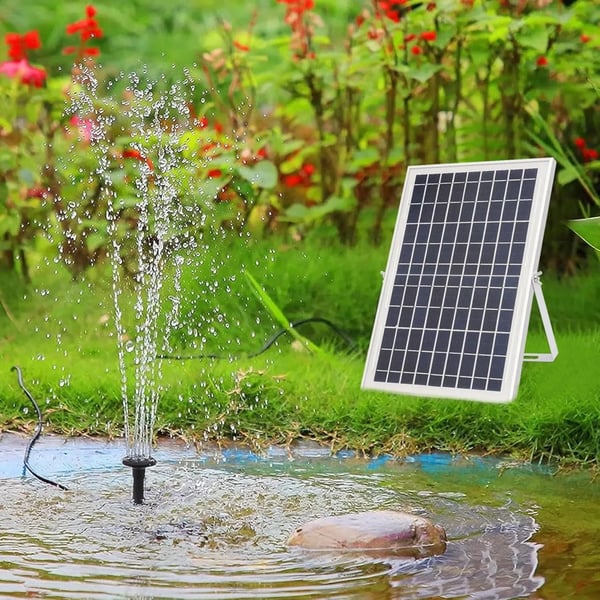 Aurinkokäyttöinen suihkulähdepumppu - Lammikkopumppu - 10 W - 1000 l/h - Aurinkopaneelilla - IP68 Vesitiivis - Vapaasti Seisova - Musta