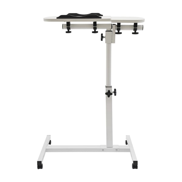 Computerbord på hjul - L-formet laptopbord - 360° vinkeljustering - 4 låsbare hjul - MDF & kulstofstål