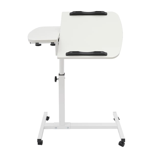 Computerbord på hjul - L-formet laptopbord - 360° vinkeljustering - 4 låsbare hjul - MDF & kulstofstål