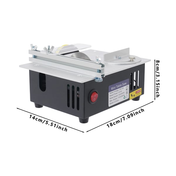 Mini bordsav - Præcisionssav - 96 W DC - 5000–10000 o/min - Klingehøjde 0,1–15 mm - 18×14×8 cm - Bordmodel - Til PCB/kobberrør/træ - Grå/Grøn