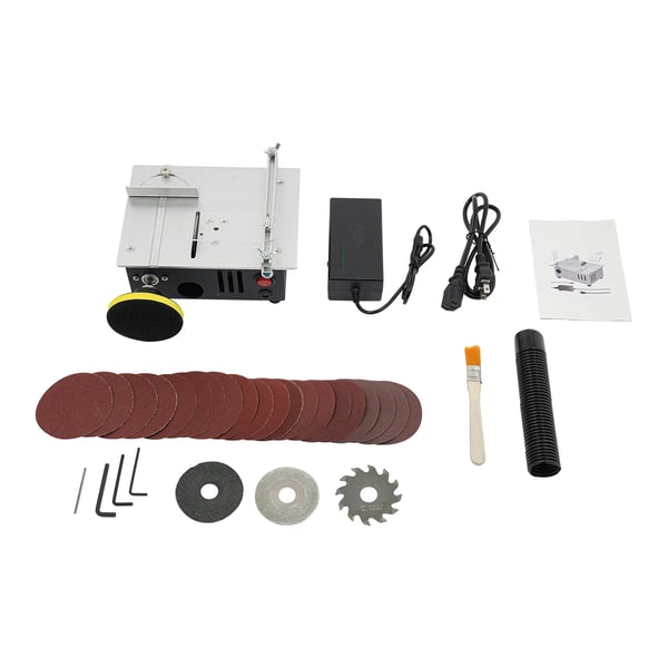 Mini bordsav - Præcisionssav - 96 W DC - 5000–10000 o/min - Klingehøjde 0,1–15 mm - 18×14×8 cm - Bordmodel - Til PCB/kobberrør/træ - Grå/Grøn