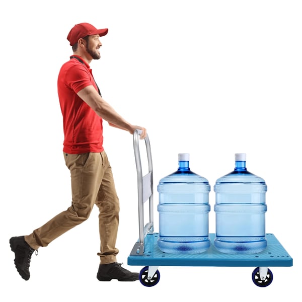 Transportvogn - Platformvogn - Sammenklappeligt Håndtag - 300 kg Kapacitet - 60×90×84 cm - PVC & Jern - Med Hjul - Blå
