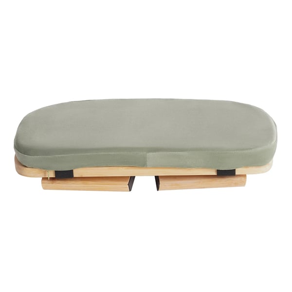 Meditointijakkara - Taitettava joogapenkki - Bamburunko - Samettipäällysteinen pehmuste - 5° Etukallistus - Enintään 180 kg - 44×19×21 cm - Vihreä