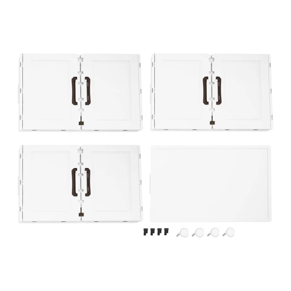 Opbevaringsskab - Plastskab - 3 niveauer - Sammenklappeligt - Med dør - 4 hjul, 2 låsbare - 65x42x110,5 cm - 10 kg pr. hylde - Hvid