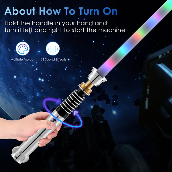 Lelun valomiekka - Lightsaber Luke - Metallikahva - RGB Värinvaihto - Vilkkuva Valo - Nappiparisto - 14+ v - Valkoinen Lelun valomiekka - Lightsaber Luke - Metallikahva - RGB Värinvaihto - Vilkkuva Valo - Nappiparisto - 14+ v - Valkoinen