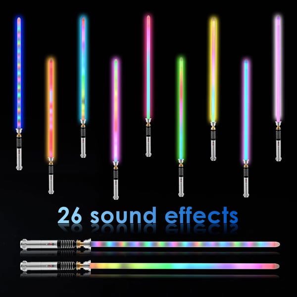 Legetøjs-lyssværd - Lightsaber Luke - Metalhåndtag - RGB Farveskift - Blinkende Lys - Knapcellebatteri - 14+ År - Hvid