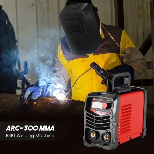 Svejsemaskine - ARC MMA inverter - Svejsestrøm 300 A - Dobbeltspænding 110/220 V - IGBT - LCD - Tilbehørssæt: elektrodeholder, svejsemaske, elektroder