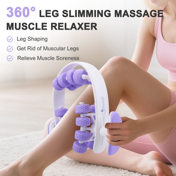 Massagering - Håndholdt manuel massagerulle - Til ben, talje og mave - Anti-cellulite-massage - Benklemme - Bærbar - Vinrød