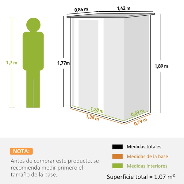 Trädgårdsbod - Redskapsförråd - 236×174×190 cm - Metall - Vattentät - 2 Skjutdörrar - Sluttande Tak - 4 Fönster - Grå
