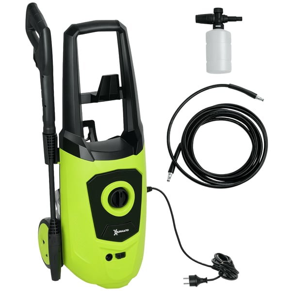 Högtryckstvätt - Elektrisk - 1800 W - 150 Bar - 510 l/h - Aluminiumspump - Auto Stop - Med Slang - Grön/Svart