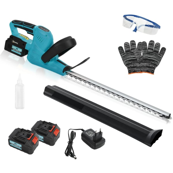 Häcksax - Häcktrimmer 18 V - 51 cm blad - 2x 4000 mAh batterier - Sladdlös - Blå/Svart