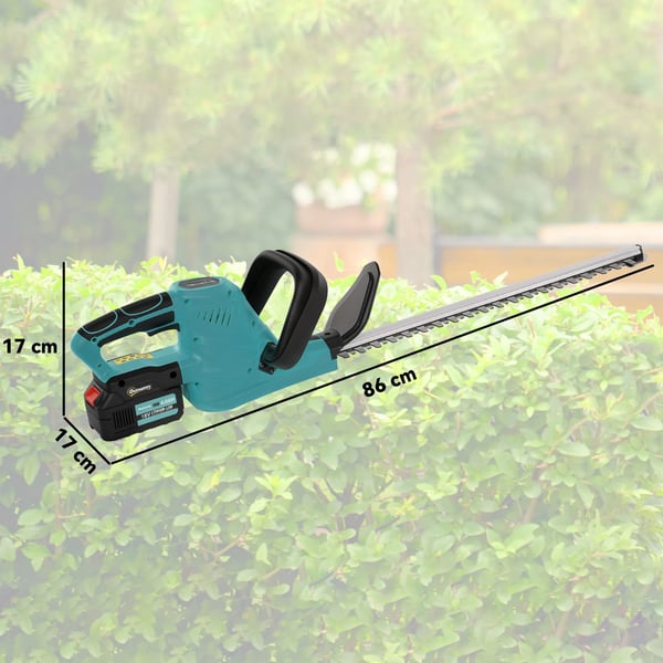 Häcksax - Häcktrimmer 18 V - 51 cm blad - 2x 4000 mAh batterier - Sladdlös - Blå/Svart