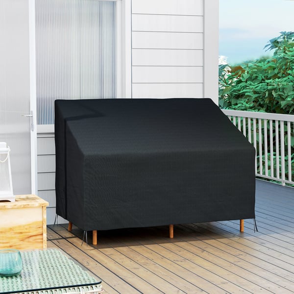 Överdrag för 2-sits trädgårdsbänk - Möbelskydd utomhus - Vattentät 600D Oxford med beläggning - Mått 140 x 84 x 56/94 cm - Svart