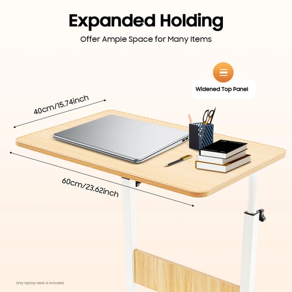 Laptopbord - Sidebord med hjul - Højdejusterbart 70–90 cm - Rektangulært - Til sofa & soveværelse - Brun