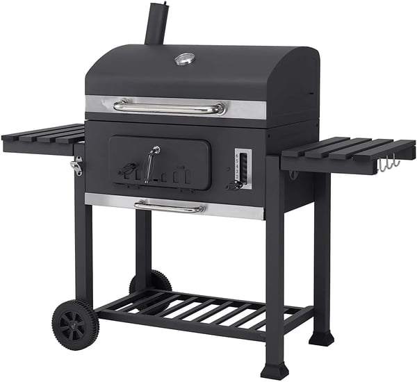 BBQ Kolgrill - Grillvagn - Extra stor grillyta - För 6+ personer - Pulverlackerat järn - Med hjul