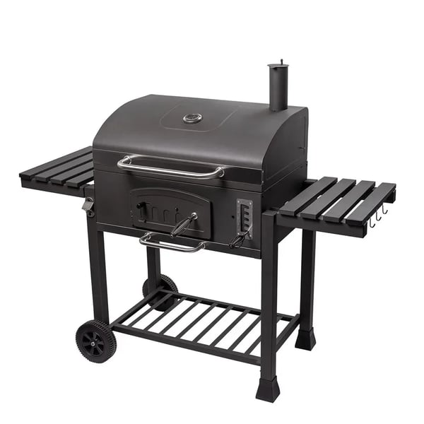 BBQ Hiiligrilli - Grillikärry - Erittäin suuri paistoala - 6+ hengelle - Pulverimaalattu rauta - Pyörillä