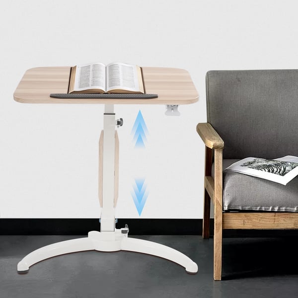 Korkeussäädettävä seisomapöytä - Laptop-pöytä - Korkeus 75–110 cm - Kallistus 15–90° - Tasokoko 52×70 cm - Pyörillä - Enimmäiskuorma 2,5 kg - Burgundi
