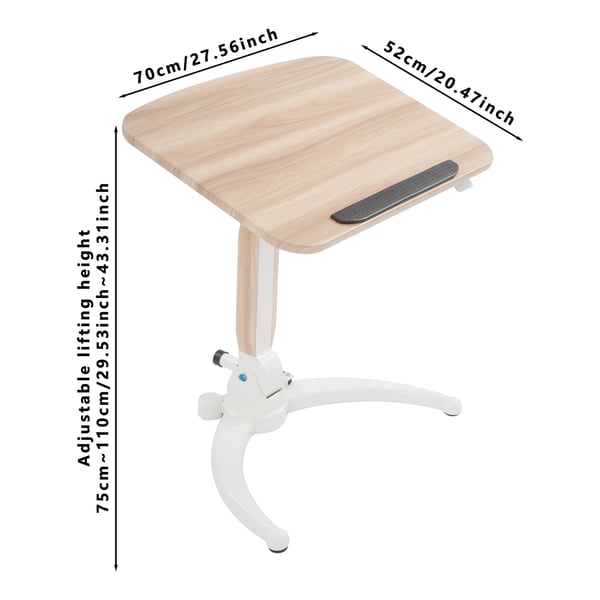Korkeussäädettävä seisomapöytä - Laptop-pöytä - Korkeus 75–110 cm - Kallistus 15–90° - Tasokoko 52×70 cm - Pyörillä - Enimmäiskuorma 2,5 kg - Burgundi