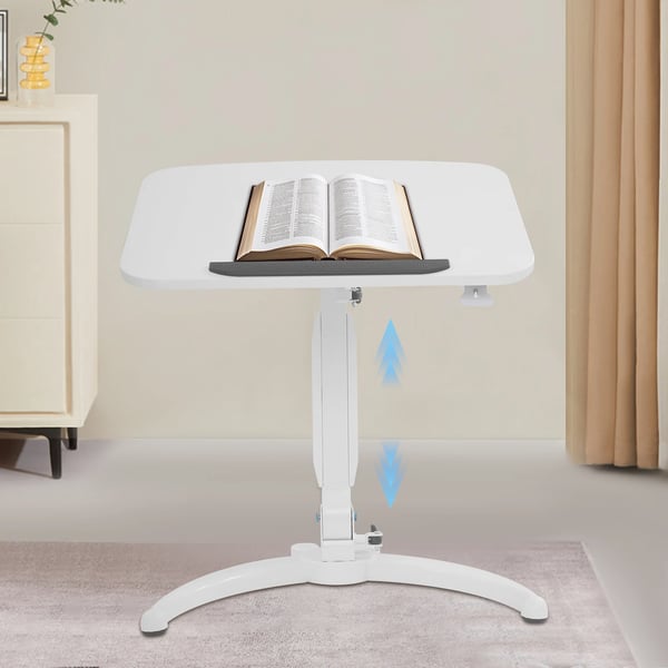 Rullende laptopbord - Højdejusterbart ståbord - Vinkel 15–90° - Plade 52×70 cm - Højde 75–110 cm - Maks 2,5 kg - MDF - Hvid