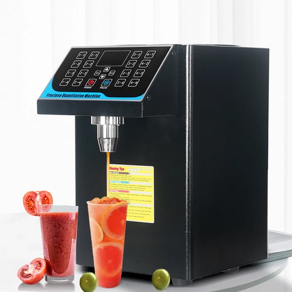Fruktose- og sirupsdispenser til bubble tea - BC-16A - Automatisk dosering - 450W 220V - EU-stik - 304 rustfrit stål - 36×25×40 cm - Sort