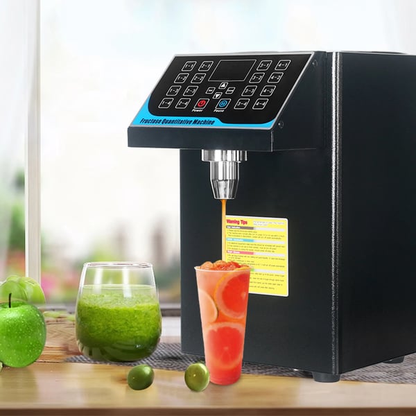 Fruktose- og sirupsdispenser til bubble tea - BC-16A - Automatisk dosering - 450W 220V - EU-stik - 304 rustfrit stål - 36×25×40 cm - Sort