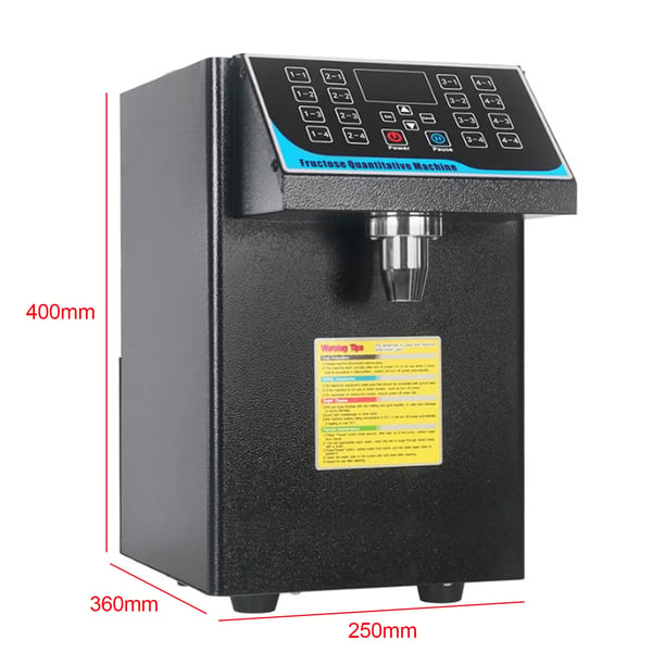 Fruktose- og sirupsdispenser til bubble tea - BC-16A - Automatisk dosering - 450W 220V - EU-stik - 304 rustfrit stål - 36×25×40 cm - Sort