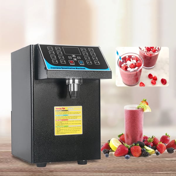Fruktose- og sirupsdispenser til bubble tea - BC-16A - Automatisk dosering - 450W 220V - EU-stik - 304 rustfrit stål - 36×25×40 cm - Sort