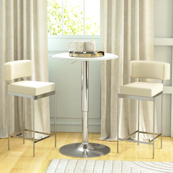 Barbord - Höj- och sänkbart - 360° Snurr - Rund Fot - Ø63 cm - Höjd 67–93 cm - Vit
