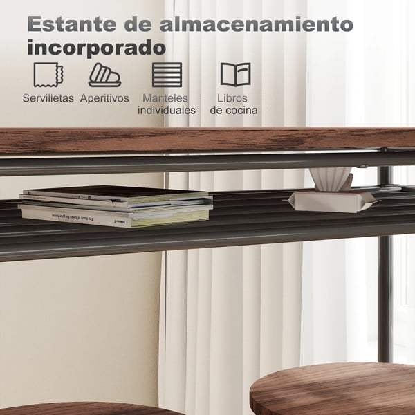 Barset 1 bord + 2 barstolar - Metallram - MDF-bordsskiva - Fristående - För kommersiellt bruk - Kaffebrun