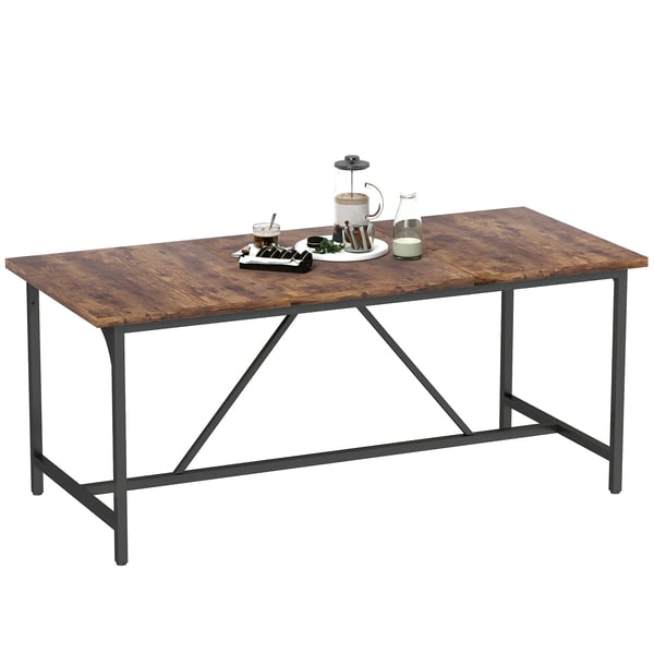 Matbord - Rektangulärt - 6–8 personer - Metallben - 180×80×75,5 cm - Modern stil - Rustik brun