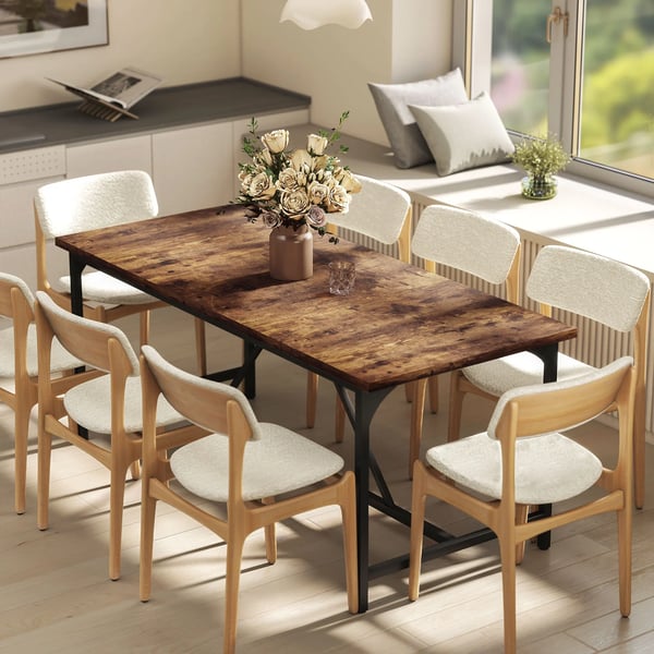 Matbord - Rektangulärt - 6–8 personer - Metallben - 180×80×75,5 cm - Modern stil - Rustik brun