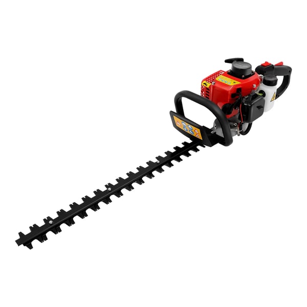 Pensasleikkuri - Bensiinikäyttöinen - Kaksipuolinen terä 56 cm - Sylinteritilavuus 22,5 cc - Kääntyvä kahva 180° - Jopa 9000 r/min - Punainen