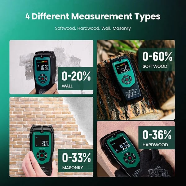 Digitaalinen lämpö-kosteusmittari - EWM04 - Tarkkuus ±4%RH - Resoluutio 0,1% - Alue 0–40°C, 0–90%RH - Taustavalaistu LCD - AAA 3× mukana - Vihreä