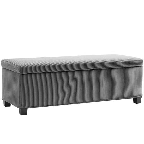 Förvaringsbänk - Ottoman/Sittbänk - 84 L Kapacitet - 112x42x40 cm - Manchestertyg - Vadderad Sits - För Sängände - Beige