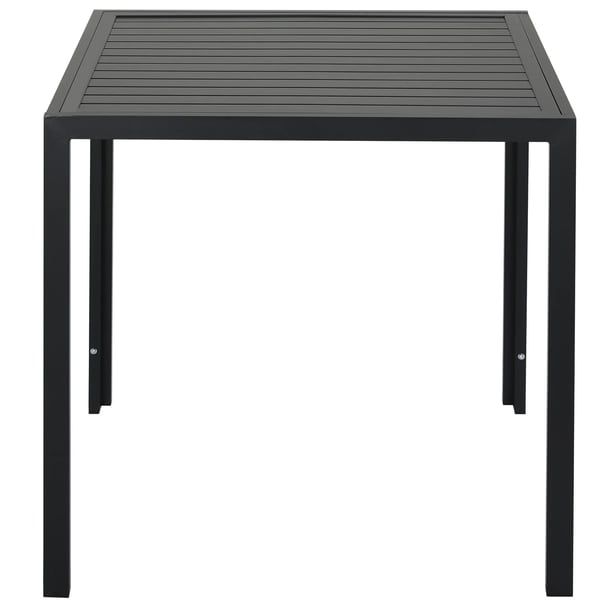 Puutarhapöytä - Neliömäinen ulkoruokapöytä - 75x75x73 cm - 13 Sälettä - Alumiinirunko - Puujäljitelmä - Säänkestävä - 4 Hengelle - Keltainen