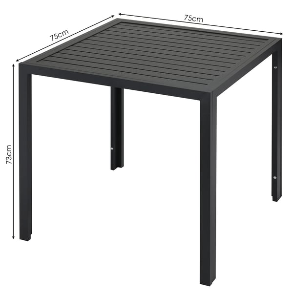 Puutarhapöytä - Neliömäinen ulkoruokapöytä - 75x75x73 cm - 13 Sälettä - Alumiinirunko - Puujäljitelmä - Säänkestävä - 4 Hengelle - Keltainen