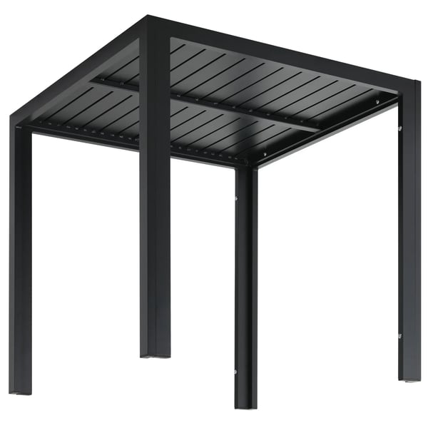 Puutarhapöytä - Neliömäinen ulkoruokapöytä - 75x75x73 cm - 13 Sälettä - Alumiinirunko - Puujäljitelmä - Säänkestävä - 4 Hengelle - Keltainen