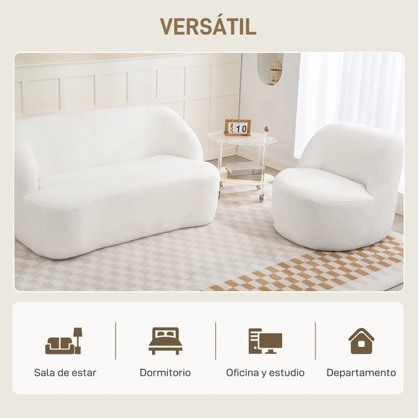 Fåtölj - Läsfåtölj - Syntetiskt Läder - Kurvad Design - Tjock Stoppning - Ingen Montering Krävs - Krämvit
